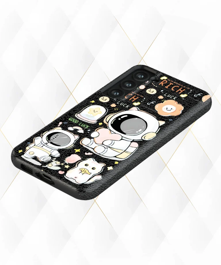 Space Hearted Black Leather Case