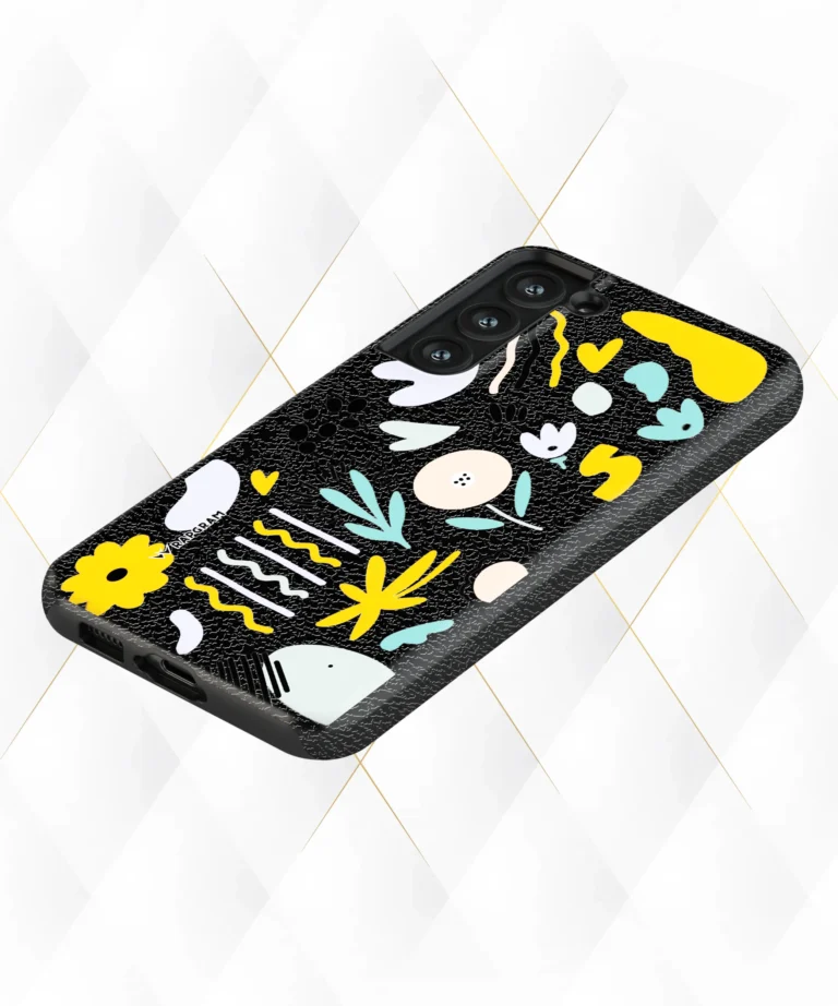 Curls Petals Black Leather Case