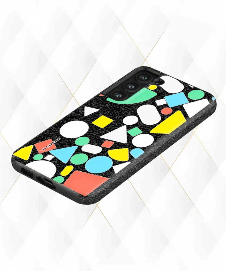 Colored Shapes Black Leather Case