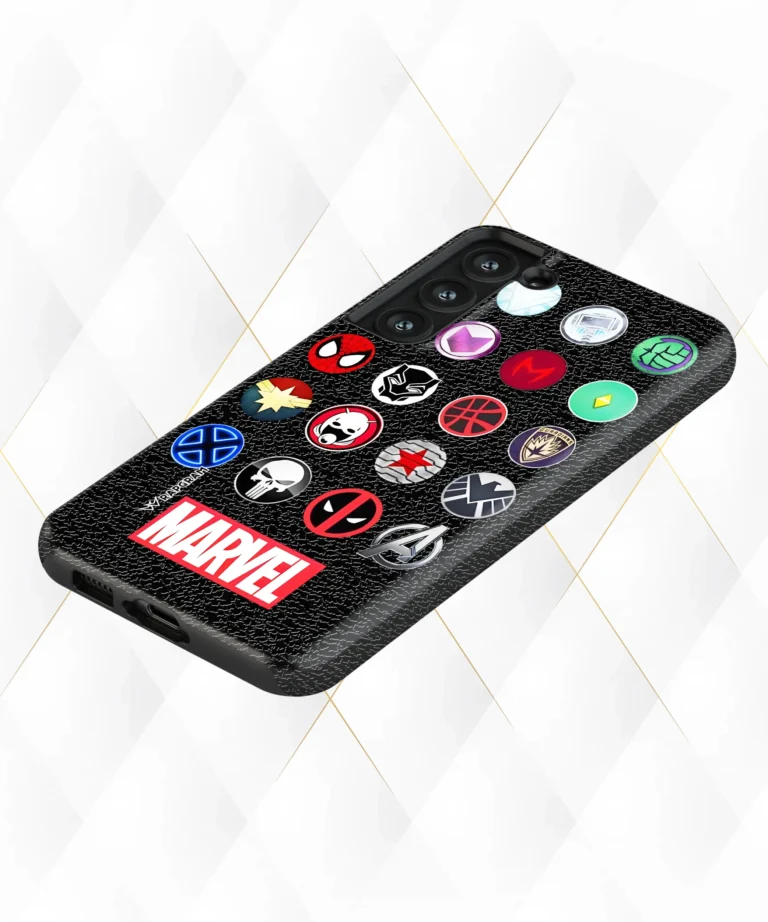 Marvel Badges Black Leather Case