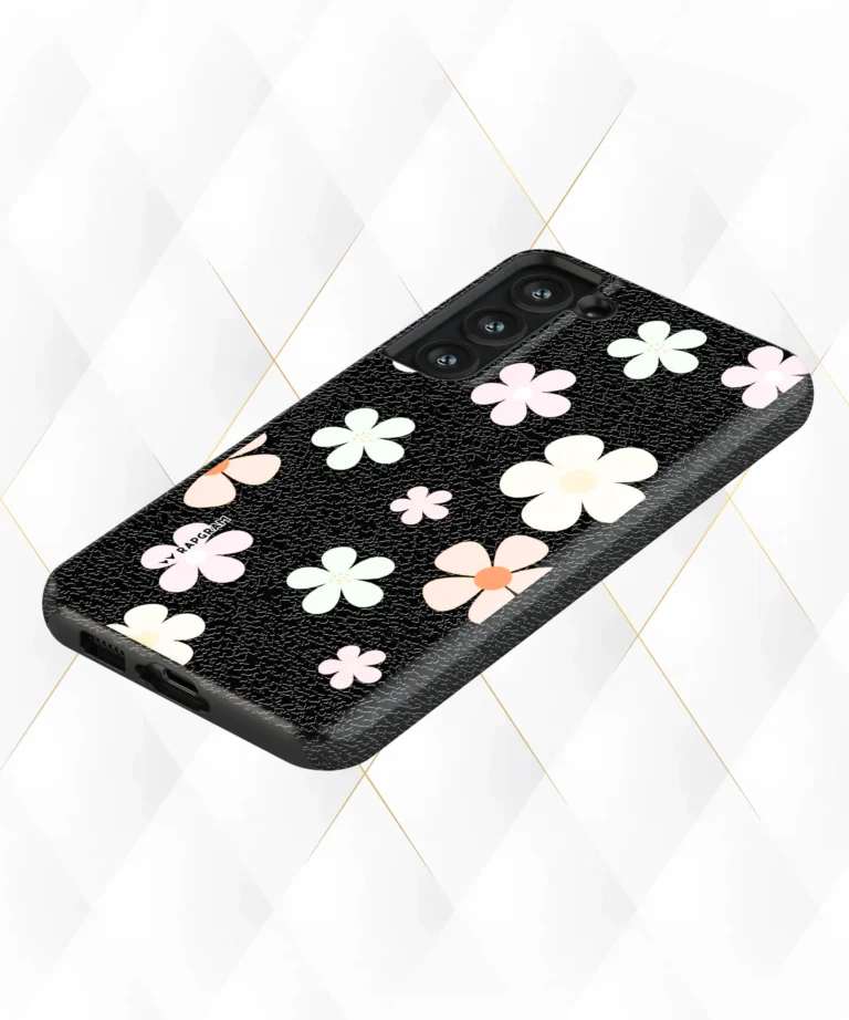 Cute Petals Black Leather Case