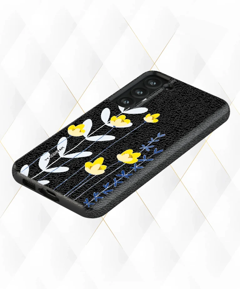 Yellow Climbers Black Leather Case
