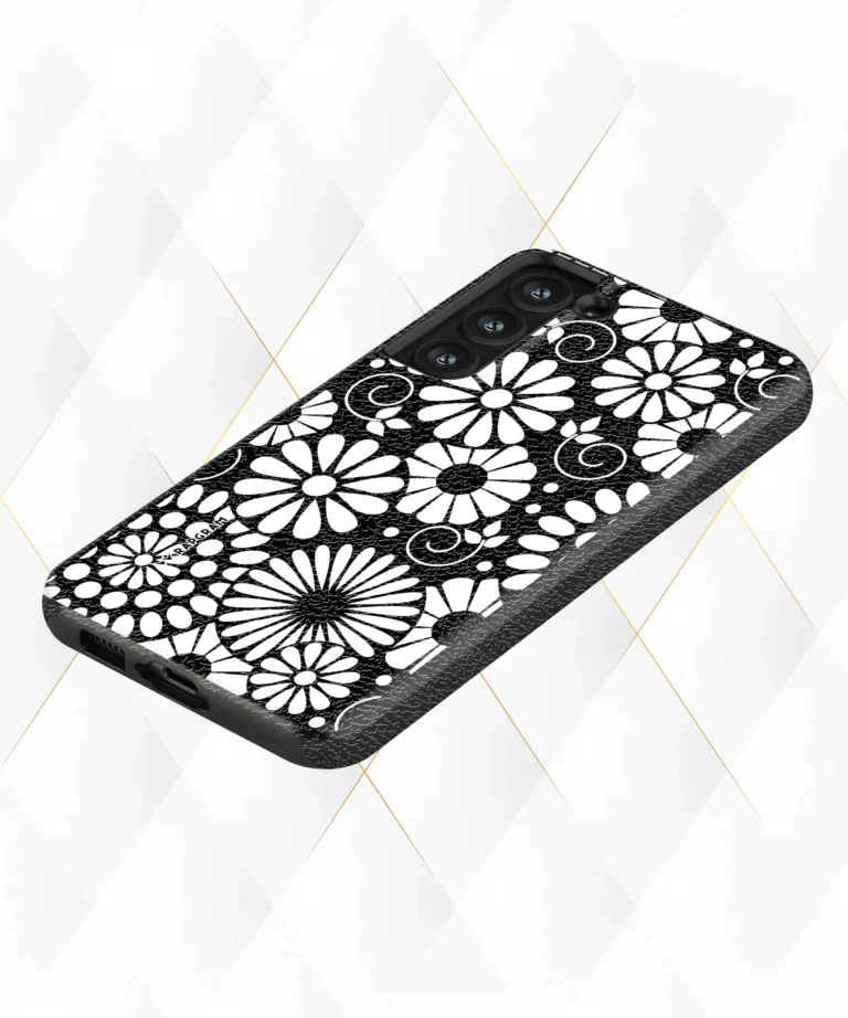 Mono Flowers Black Leather Case