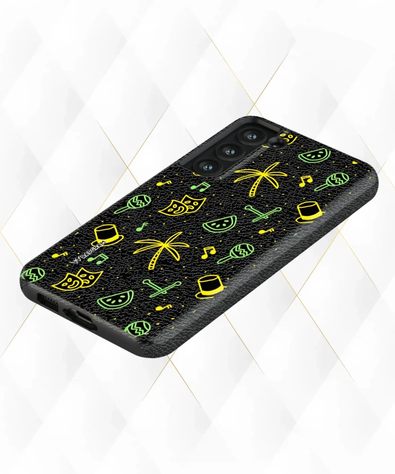 Neon Palms Black Leather Case