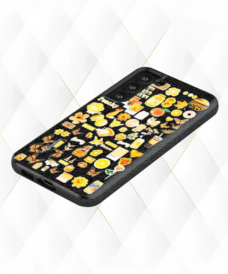 Peachy Snacks Black Leather Case