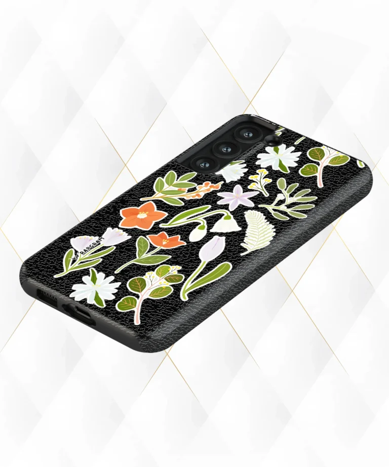 Violet Tulips Black Leather Case