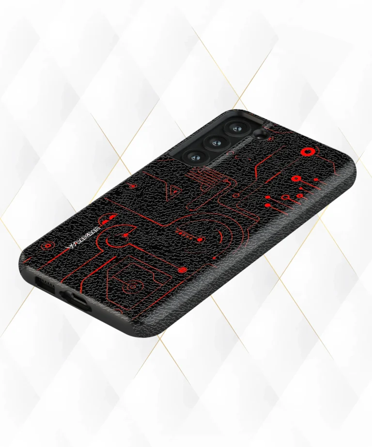 Red Circuit Black Leather Case