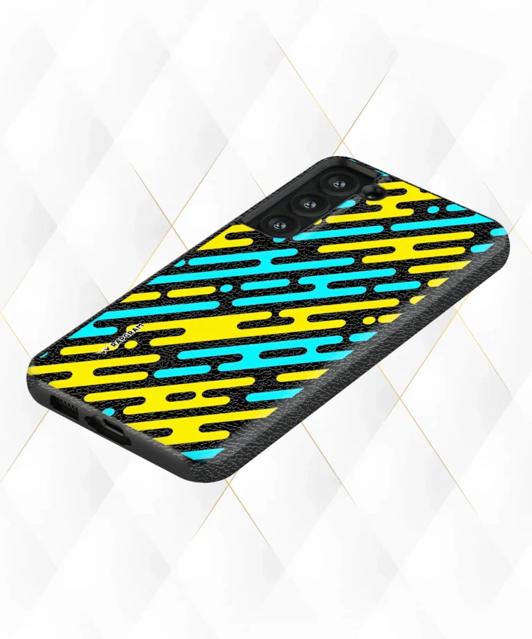 Blue Yellow Black Leather Case