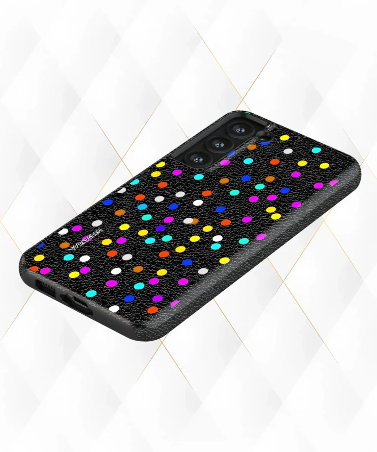 Pop Dots Black Leather Case