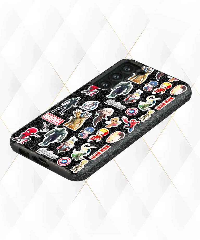 Superhero Figures Black Leather Case