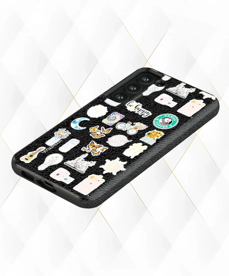 Be Happy Black Leather Case