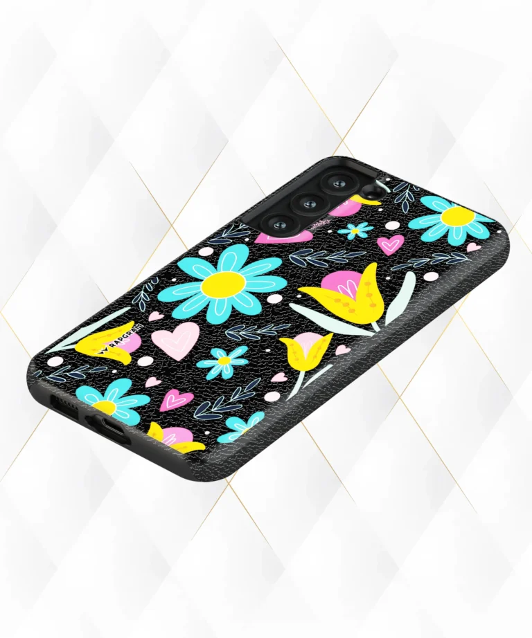 Color Petals Black Leather Case