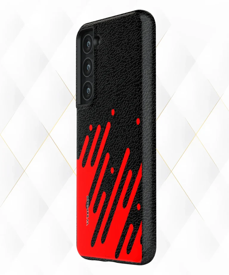 Red Splash Black Leather Case