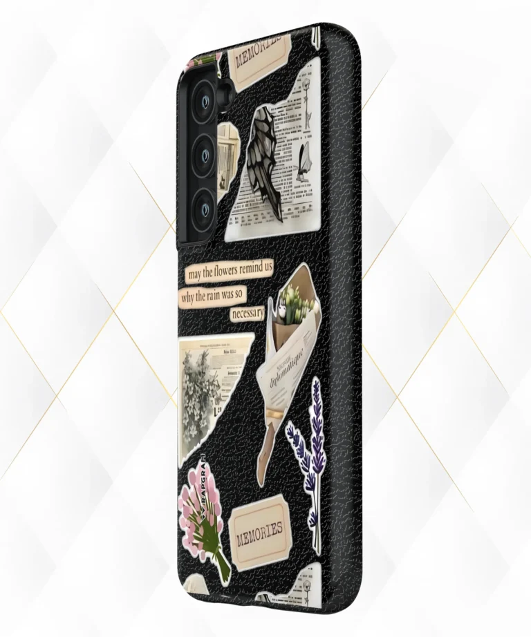 Memories Stamps Black Leather Case