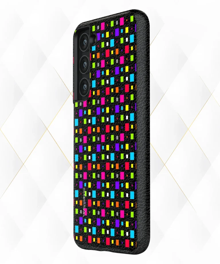 Colored Checkers Black Leather Case