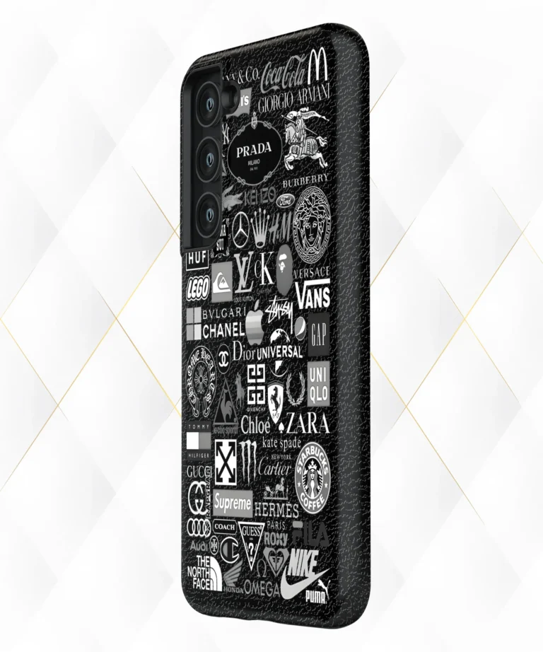 Brands Collage Black Leather Case