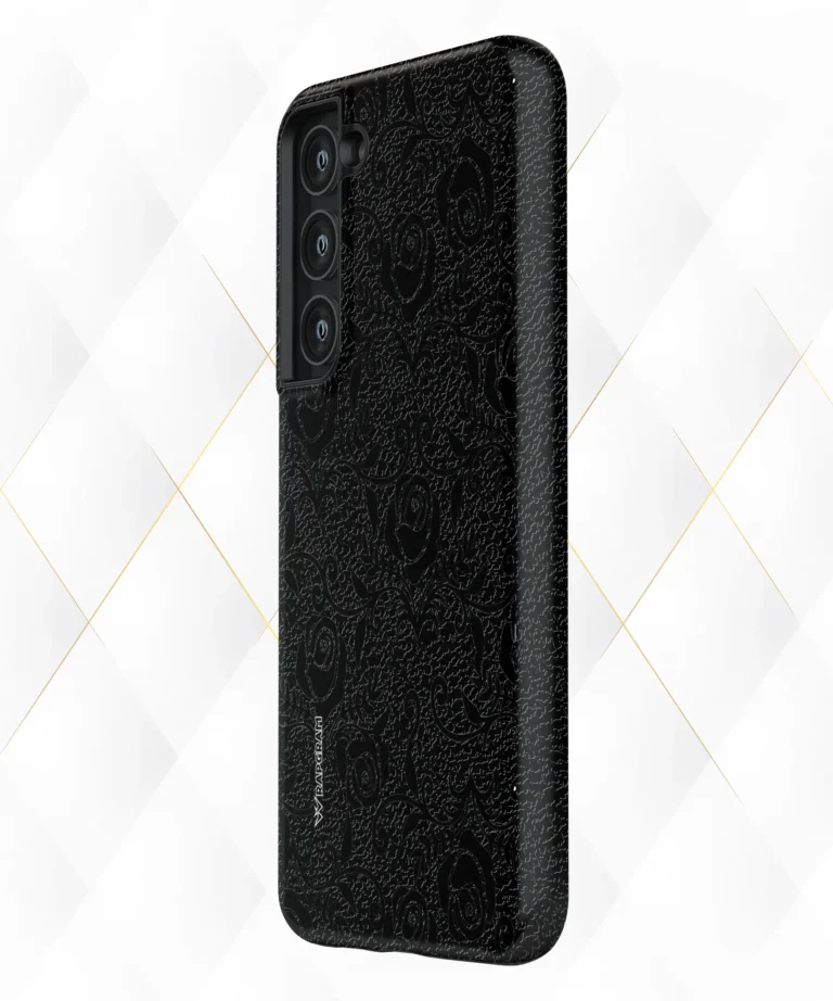 Rose Patterns Black Leather Case