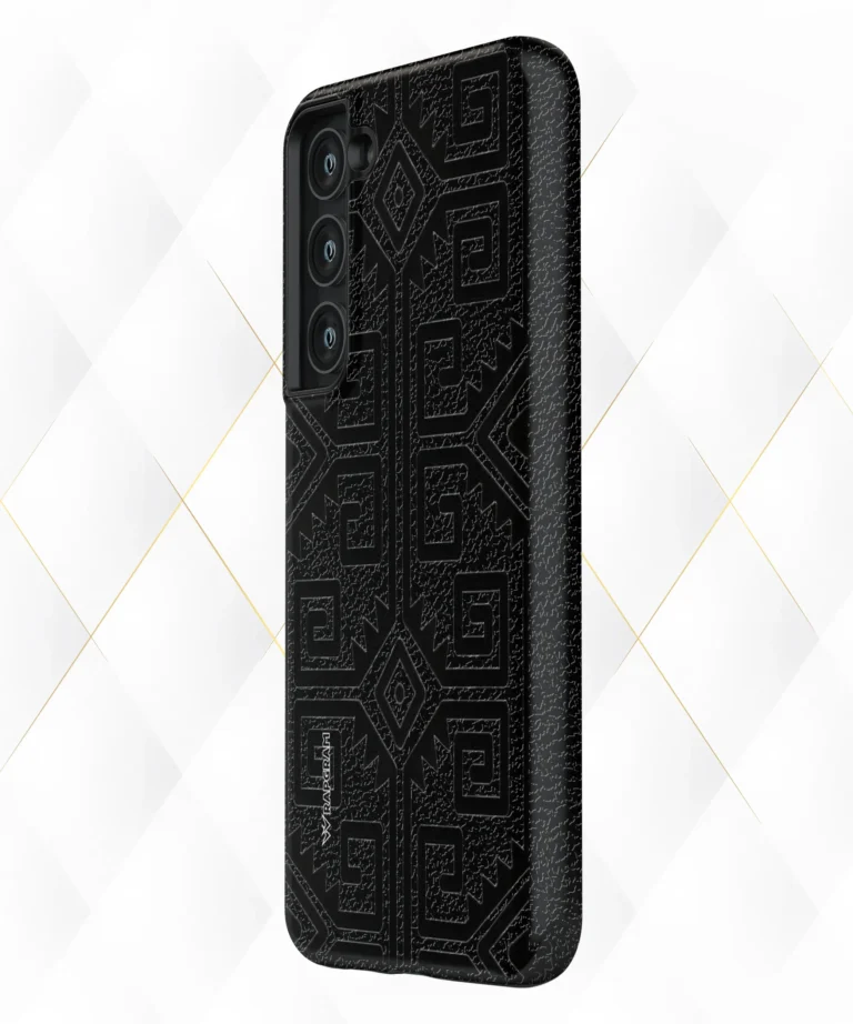 Patterned Black Leather Case