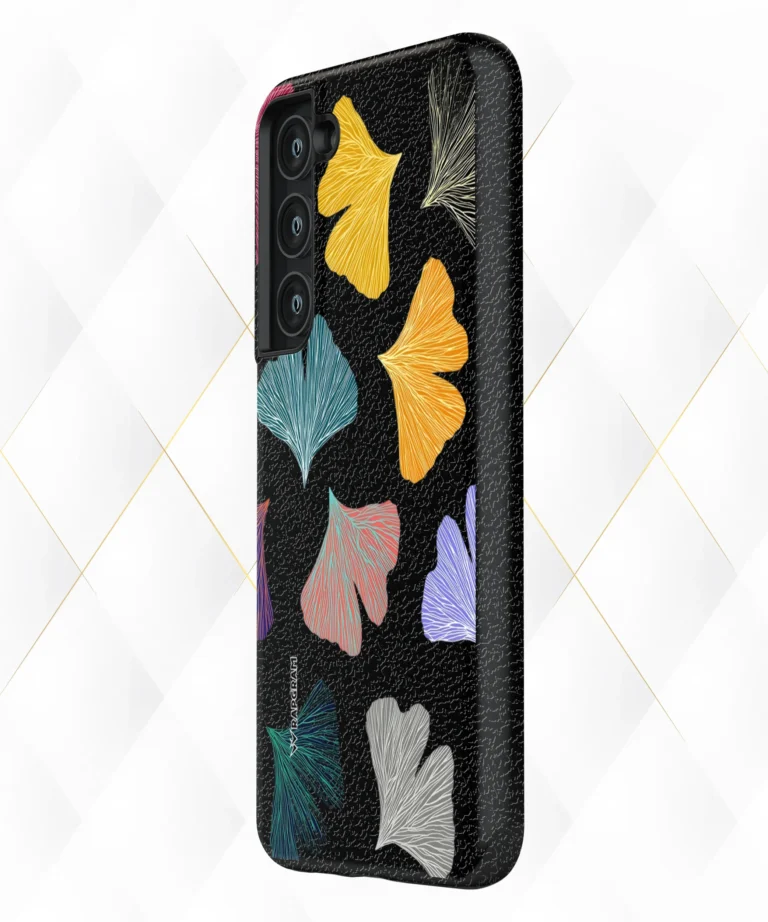 Ferns Nerved Black Leather Case