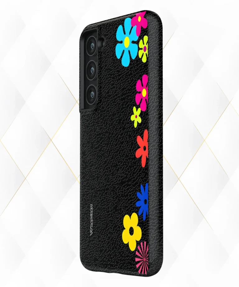 Side Floral Black Leather Case