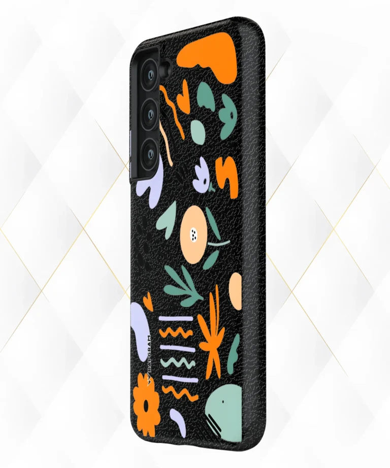 Curls Petals Black Leather Case