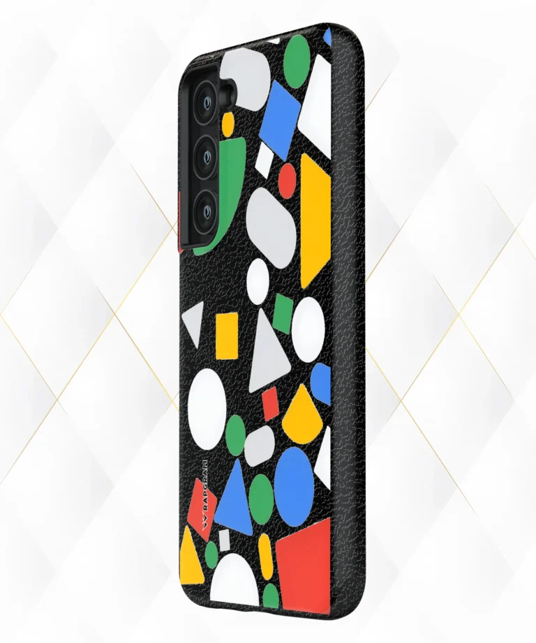Colored Shapes Black Leather Case