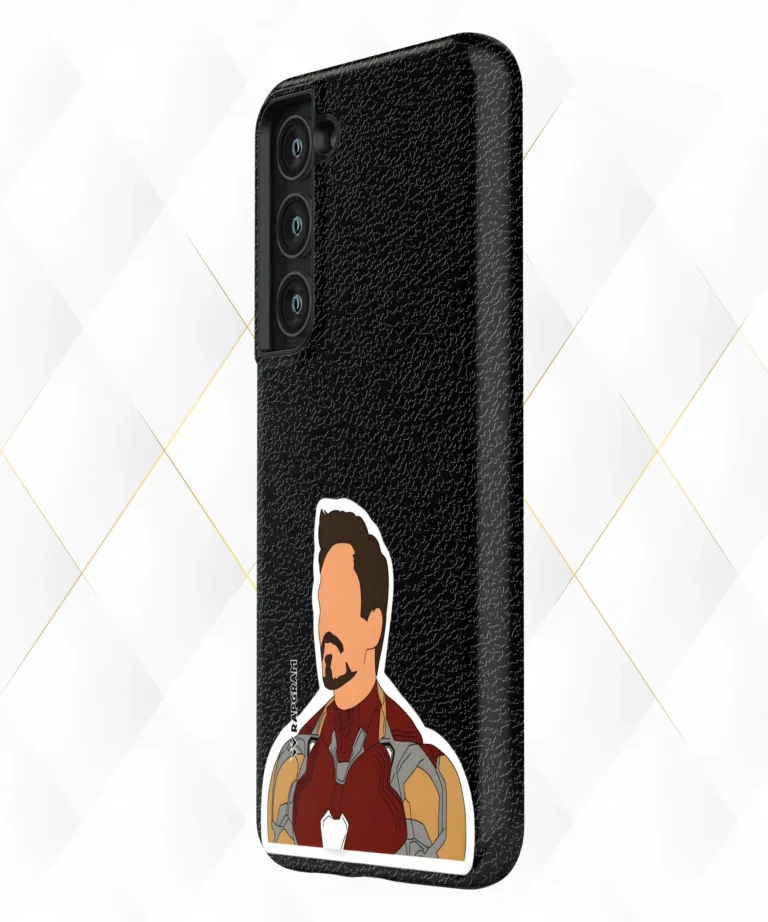 Ironman Face Black Leather Case