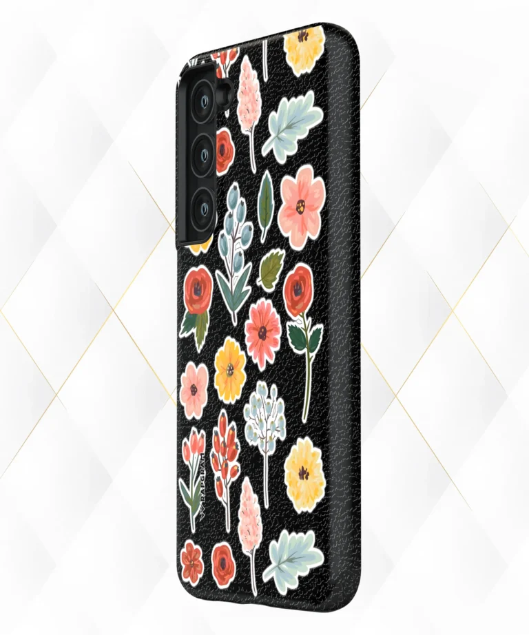 Berries Roses Black Leather Case