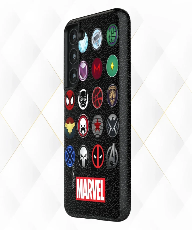Marvel Badges Black Leather Case