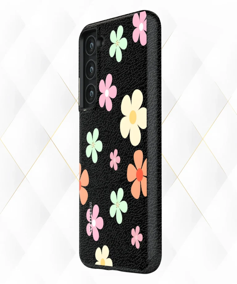 Cute Petals Black Leather Case