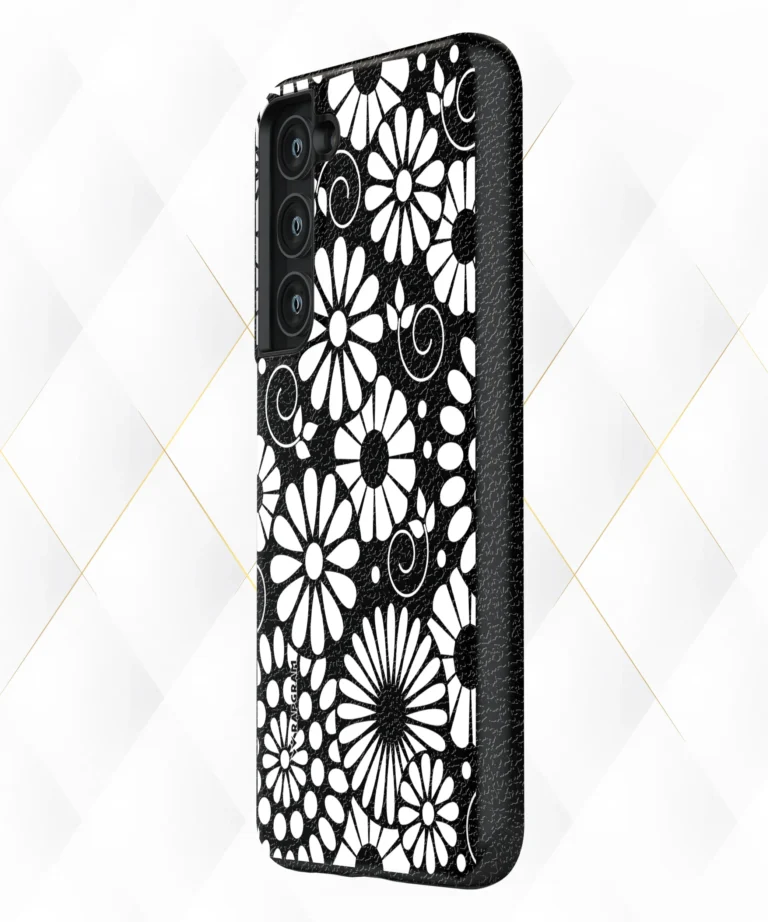 Mono Flowers Black Leather Case