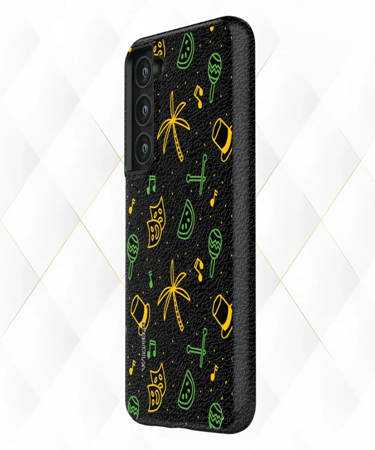 Neon Palms Black Leather Case