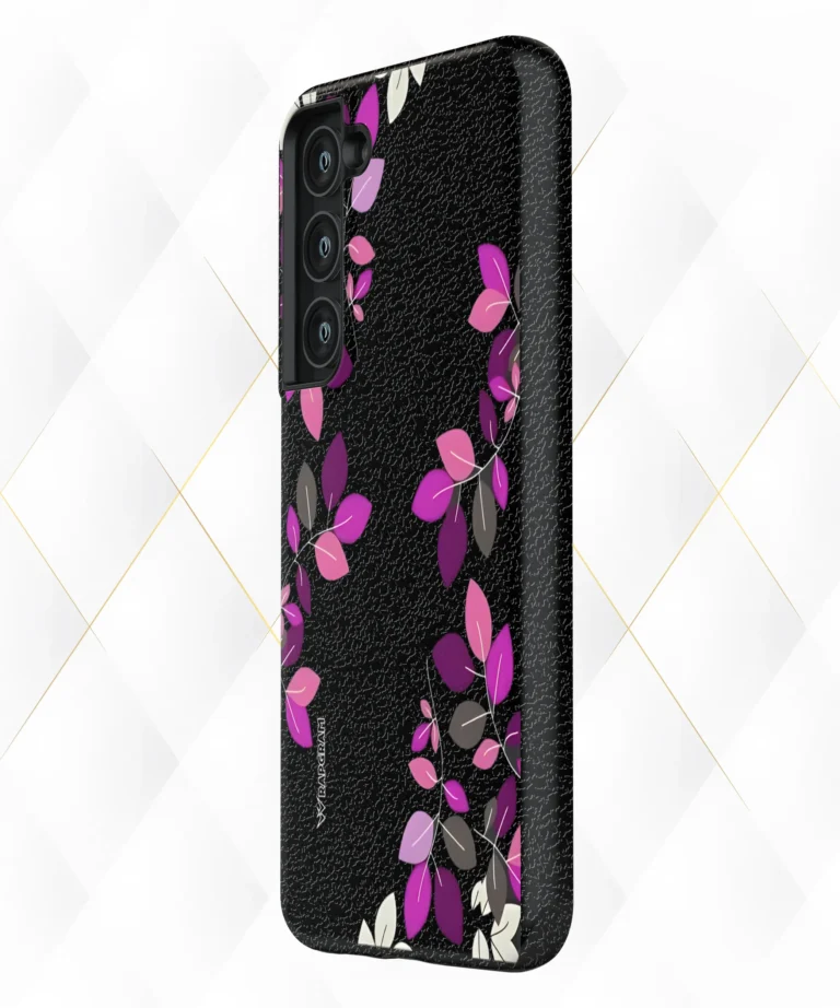 Shrub Violets Black Leather Case