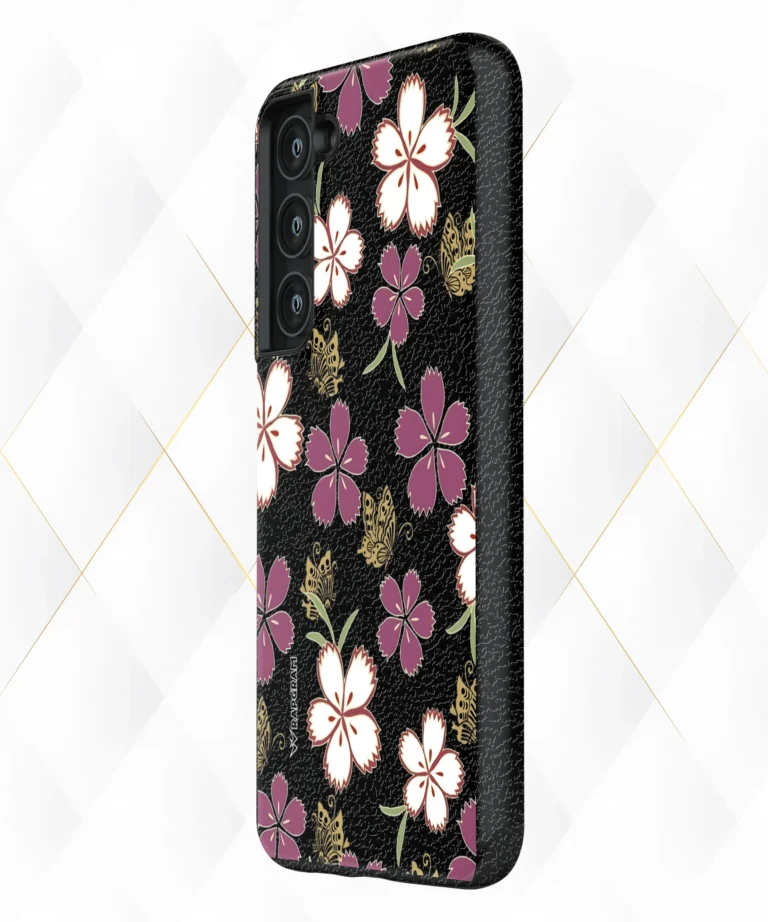 Fly Blooms Black Leather Case