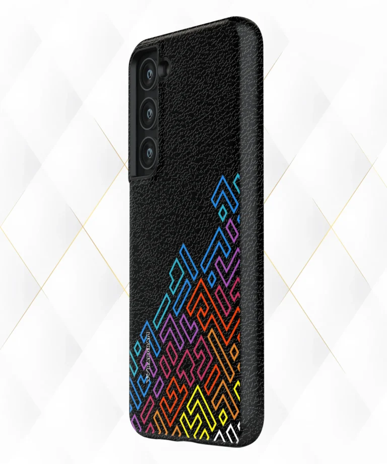 Neon Tetris Black Leather Case