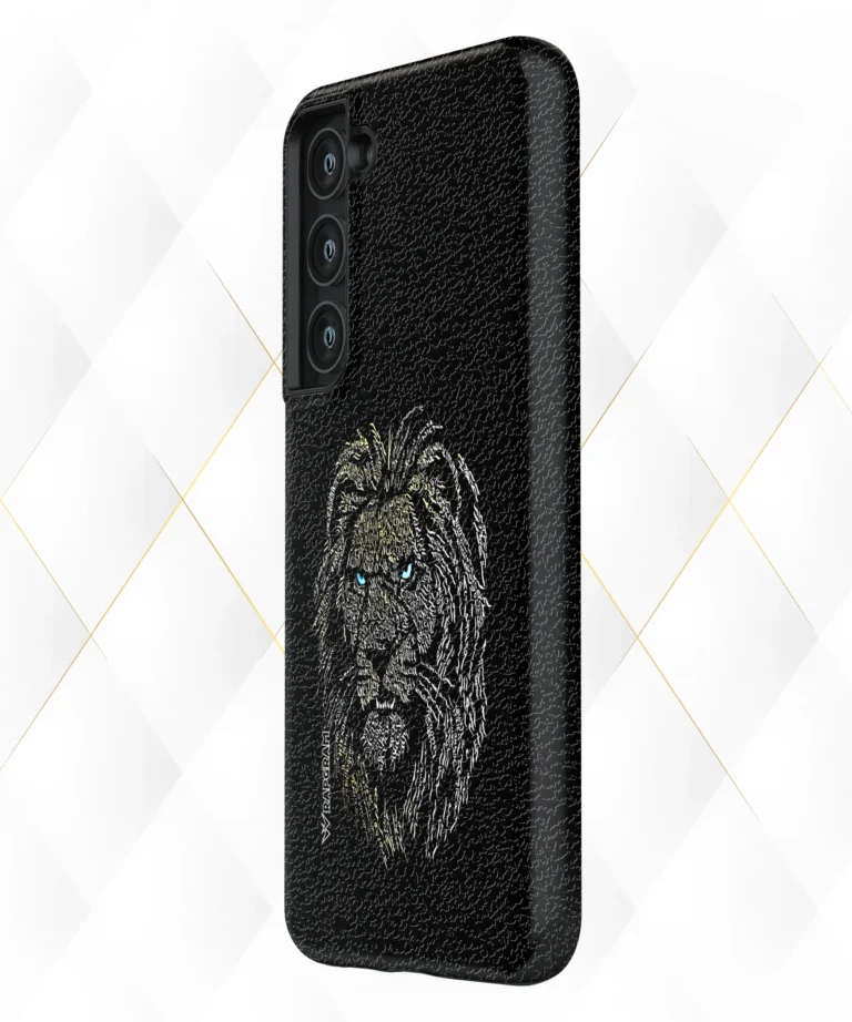 Lion Stare Black Leather Case