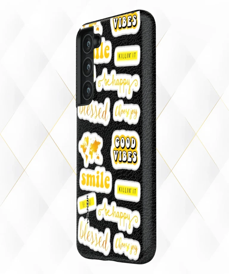Yellow Blessed Black Leather Case