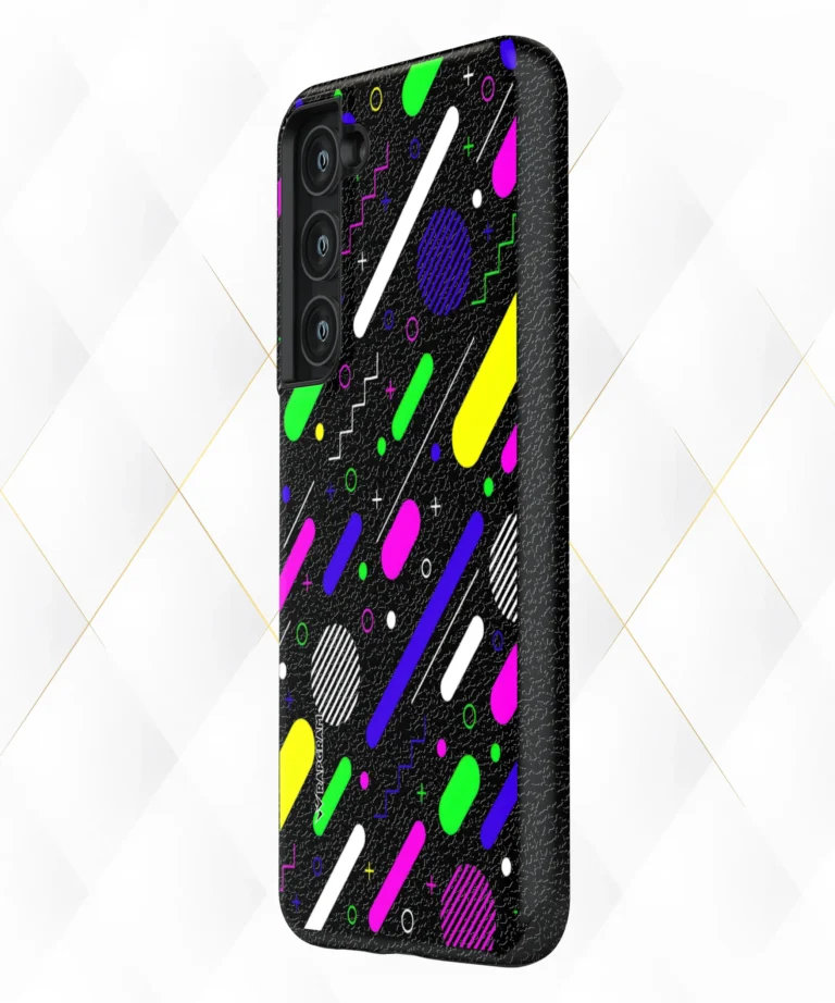 Digital Patterns Black Leather Case