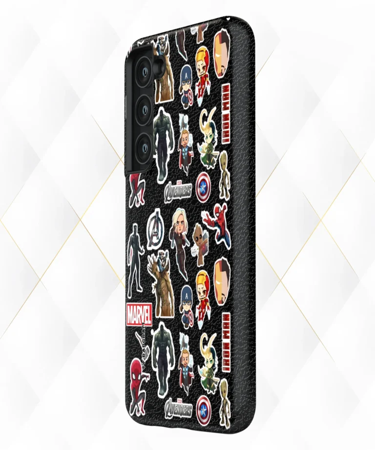 Superhero Figures Black Leather Case