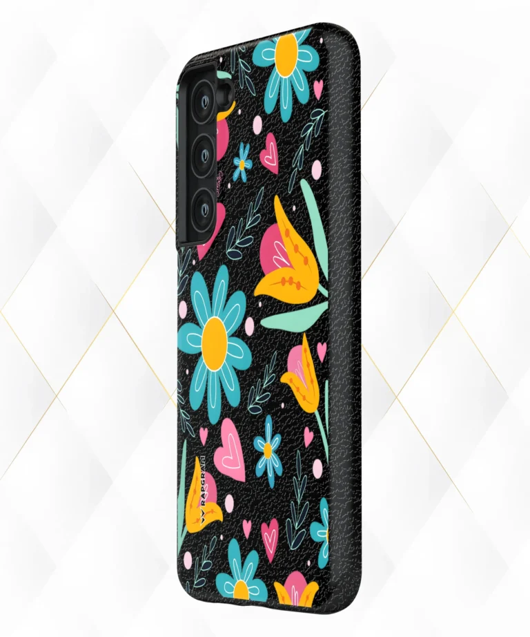 Color Petals Black Leather Case