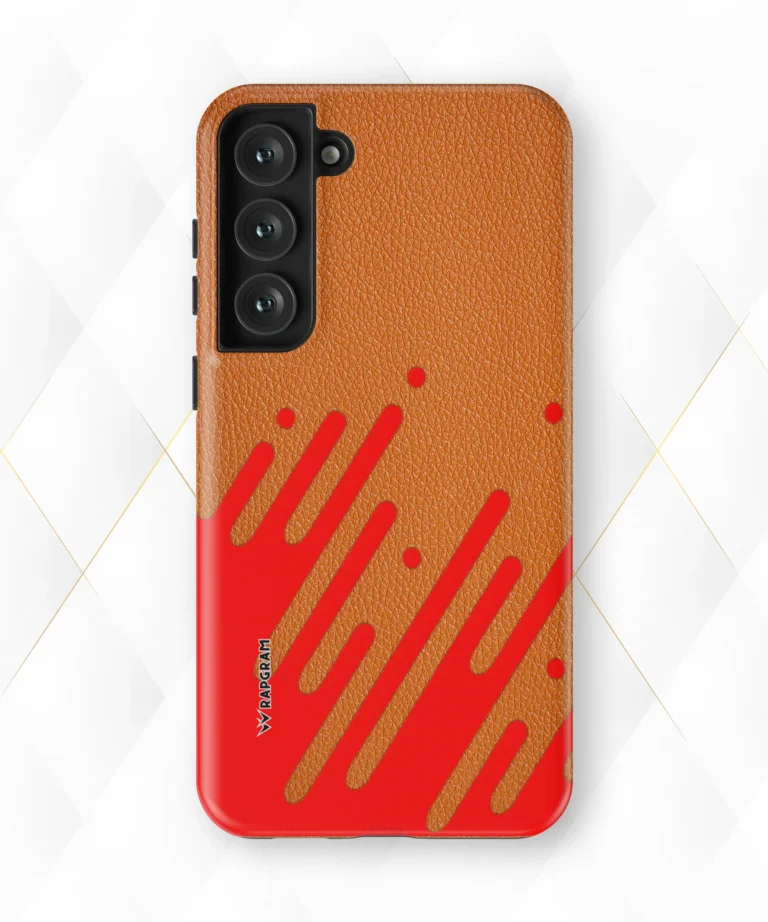 Red Splash Peach Leather Case