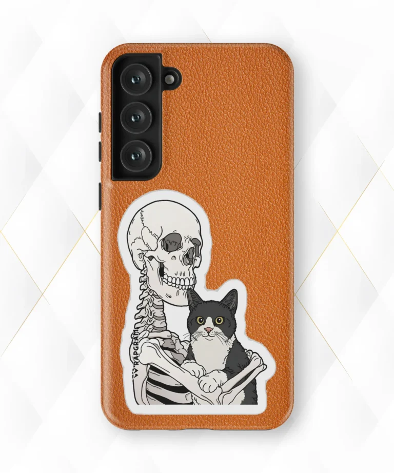 Bones Cats Peach Leather Case