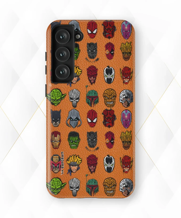 Masked Heroes Peach Leather Case