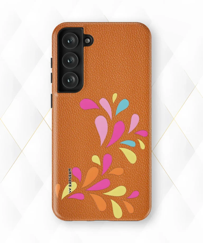 Petal Shower Peach Leather Case