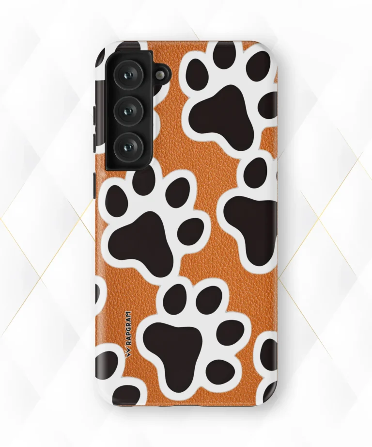 Dog Paws Peach Leather Case