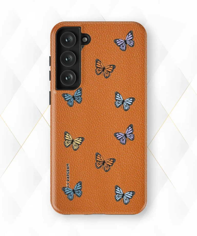 Flying Butterfly Peach Leather Case
