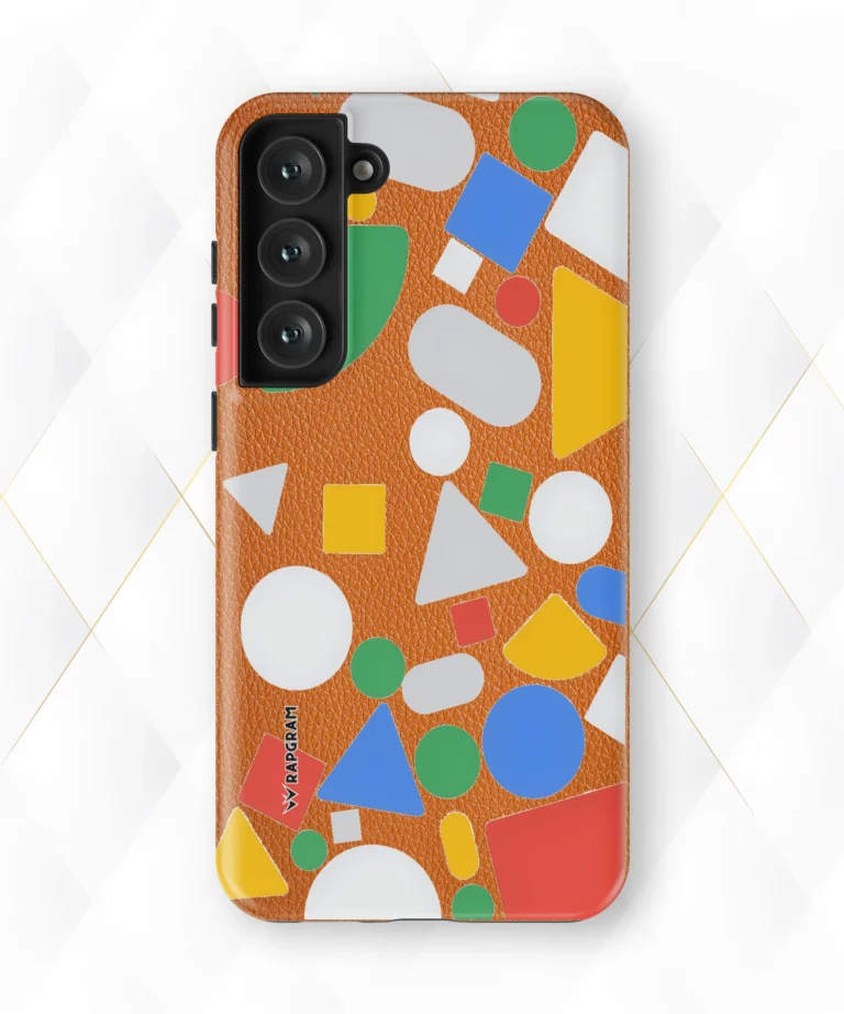 Colored Shapes Peach Leather Case