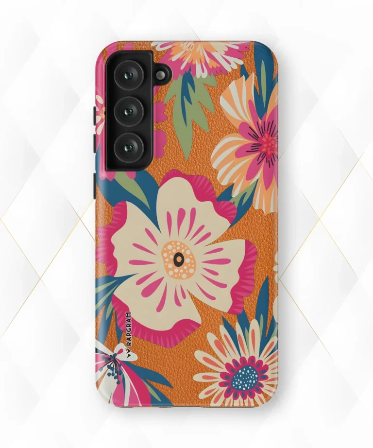 Trippy Blossoms Peach Leather Case