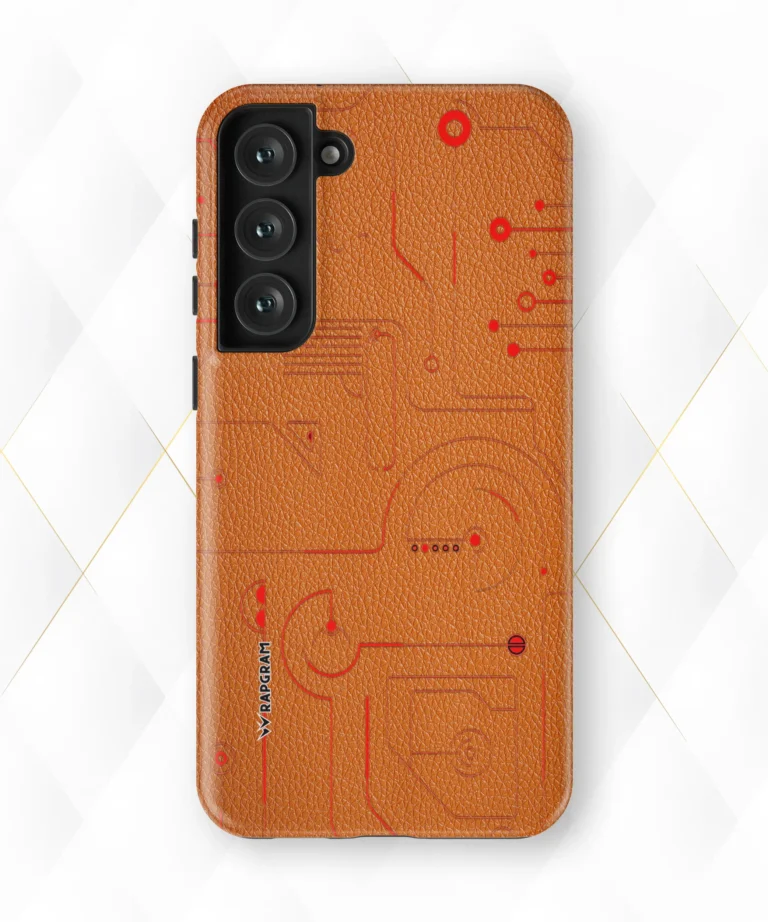 Red Circuit Peach Leather Case