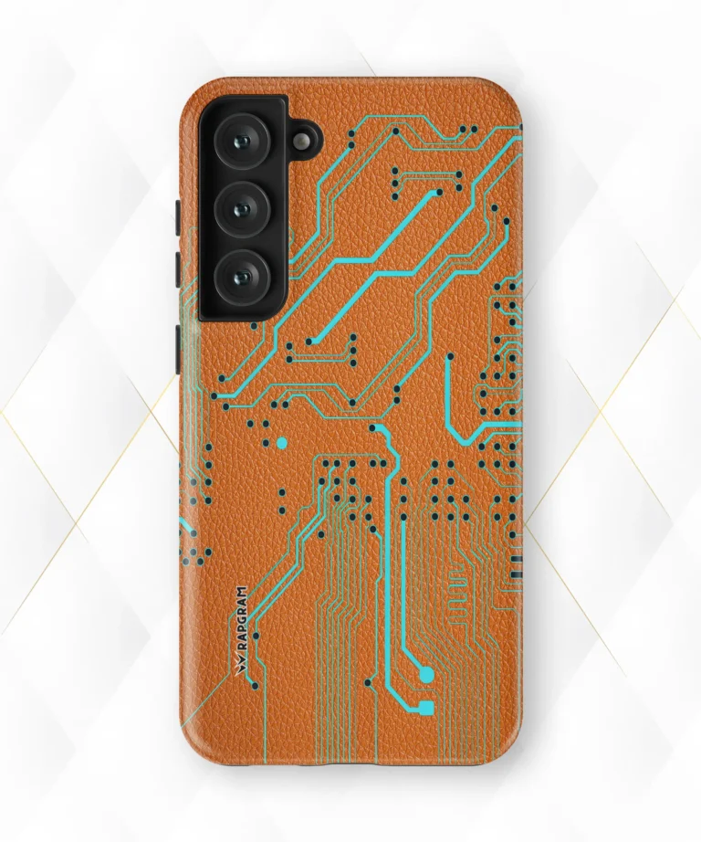 Neon Circuits Peach Leather Case